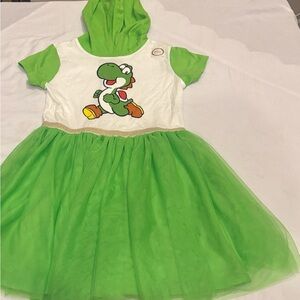 Yoshi Green Tutu Hooded Kids Costume Dress